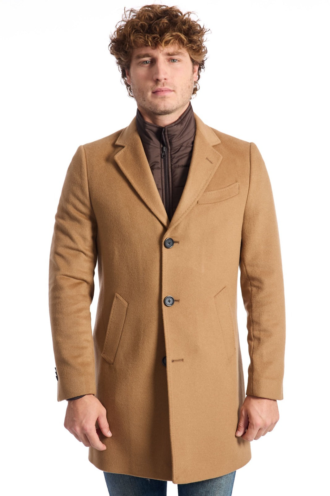 Baldinini Cappotto Elegante Pettorina Uomo Beige - MYDREAMAX